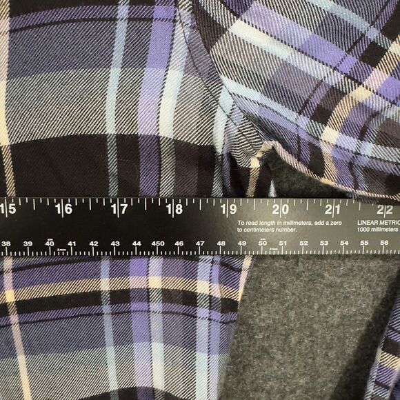 Cloth & Stone Shirt Womens Medium Purple Plaid Button Up Fringe Hem Rayon Casual - Picture 4 of 7